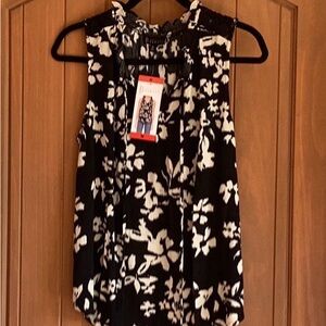 Black and Beige Floral Sleeveless Top